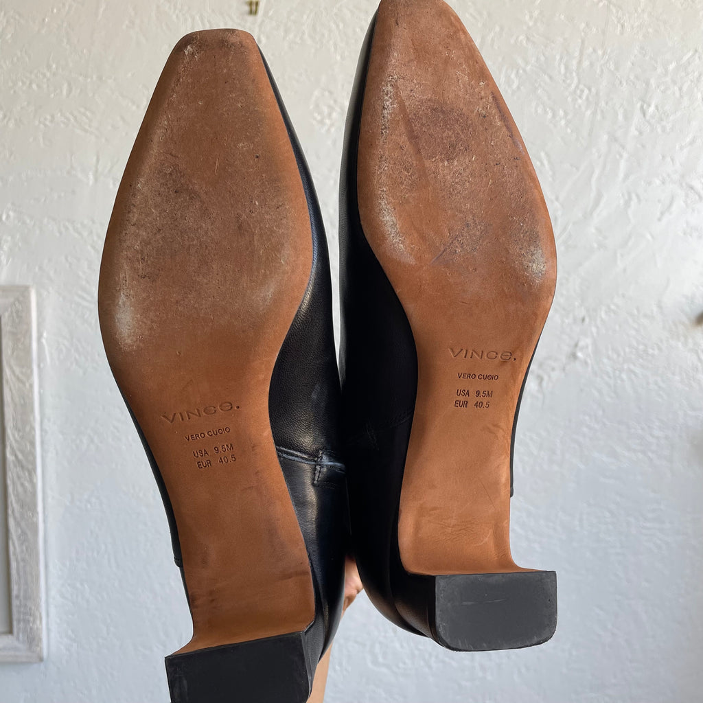 Vince Black Leather Silvana Booties | Size 9.5