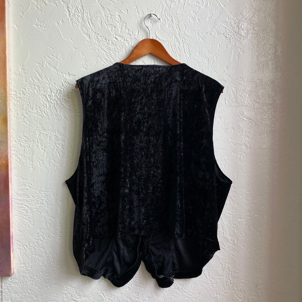 Suede Beaded Black Vest | 2X
