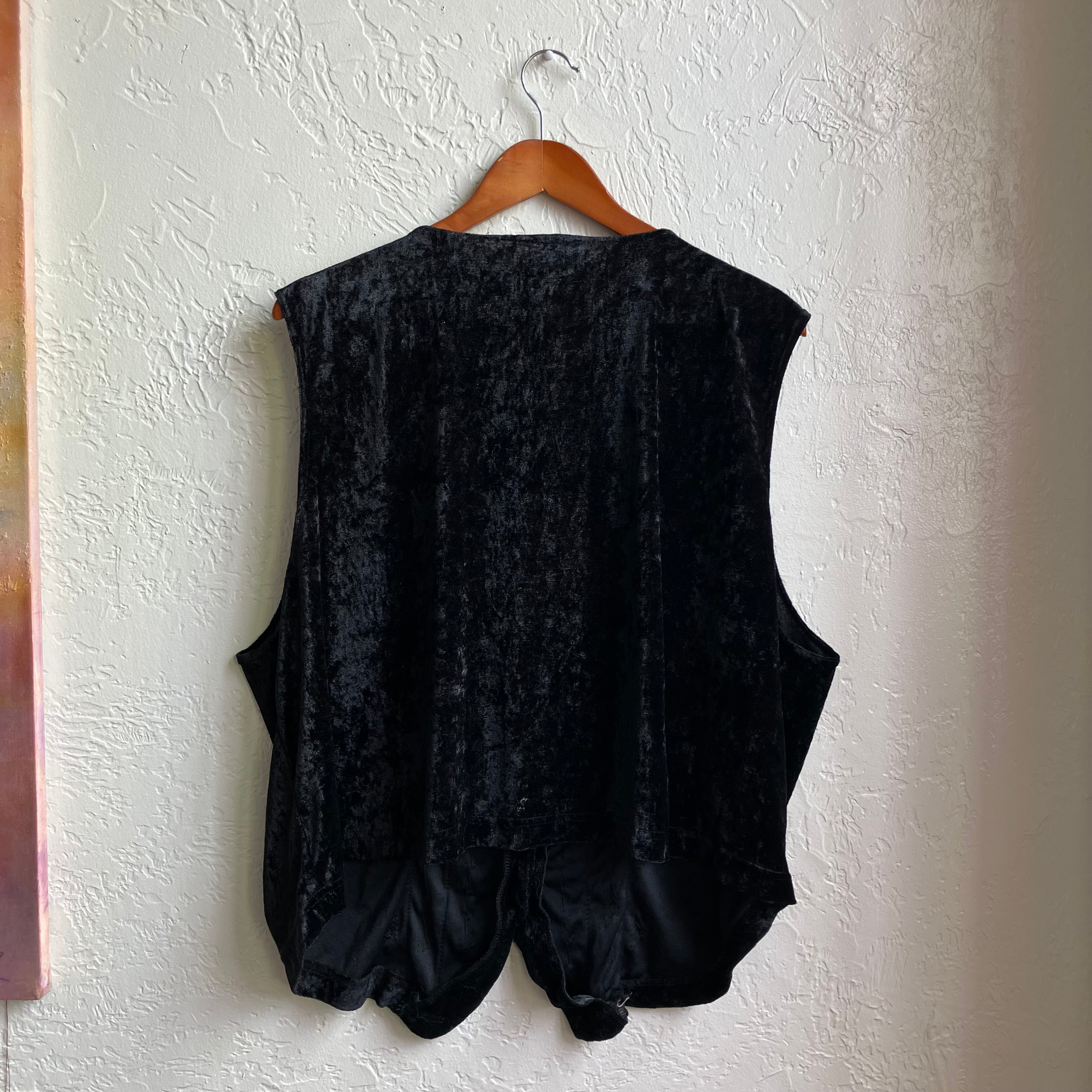 Suede Beaded Black Vest | 2X