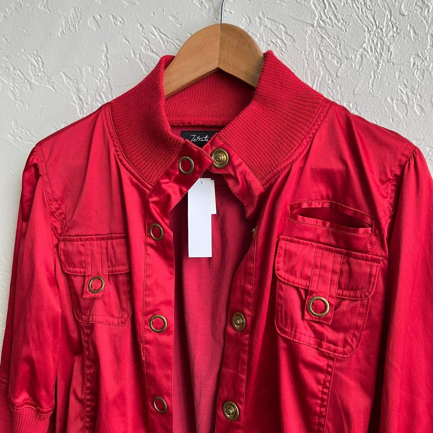 Y2K Apple Red Button Up Jacket Top | Large
