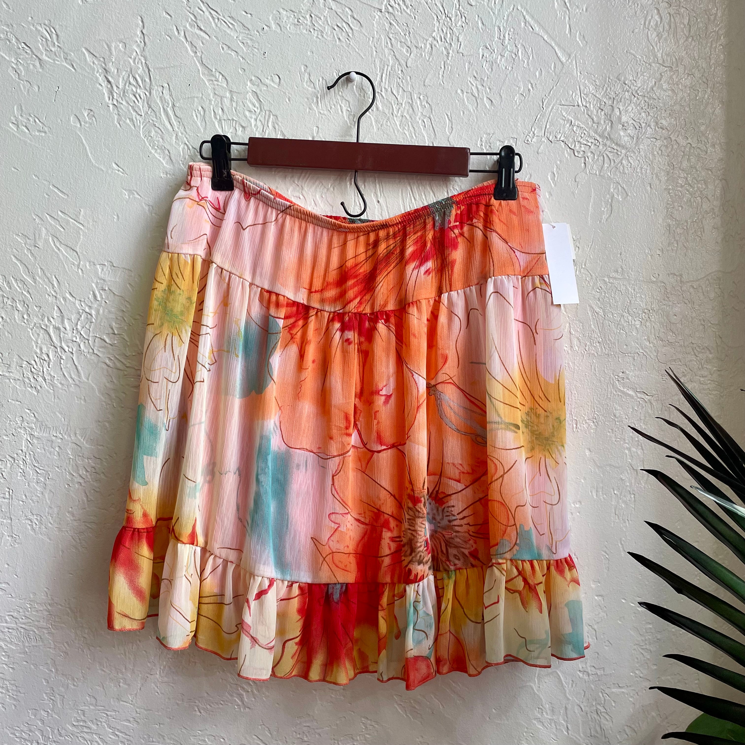Floral Chiffon Ruffle Skirt