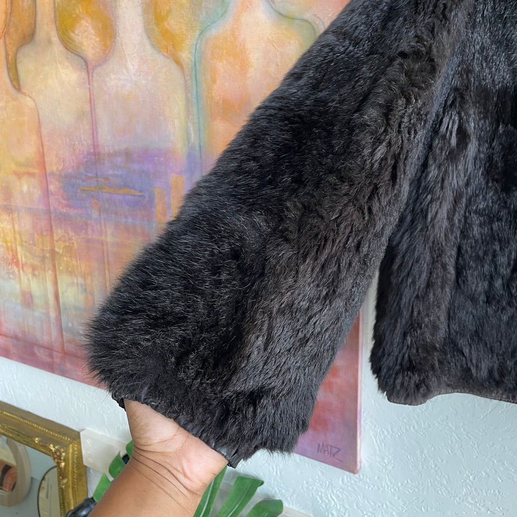 Rabbit and Leather Reversible Bomber Jacket Men’s | XL