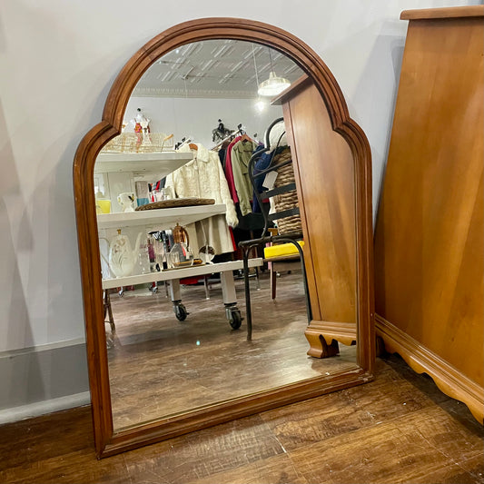 Antique Warm Oak Arch Mirror 26 x 32