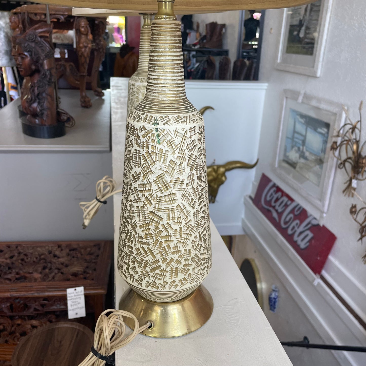 Mid-Century F.A.I.P Pottery Lamps Set of 2