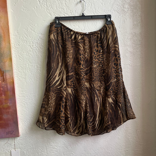Y2K Cheetah Print Skirt | XL