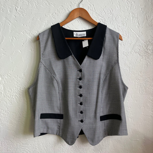 90s Plaid Black/White Vest Large