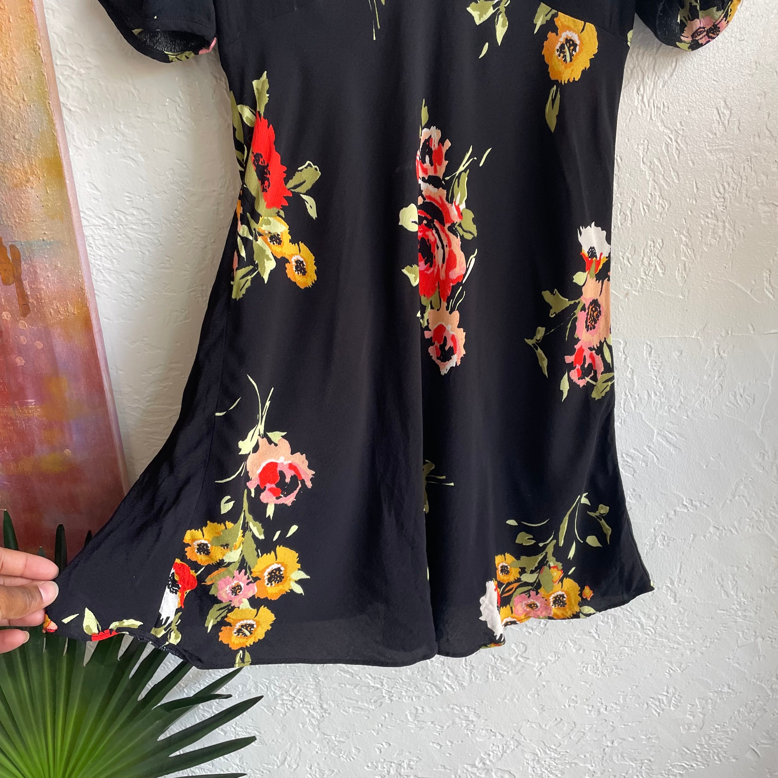 free people neon garden mini dress NWT $108 Free People Neon Garden Floral Dress Black Combo 4