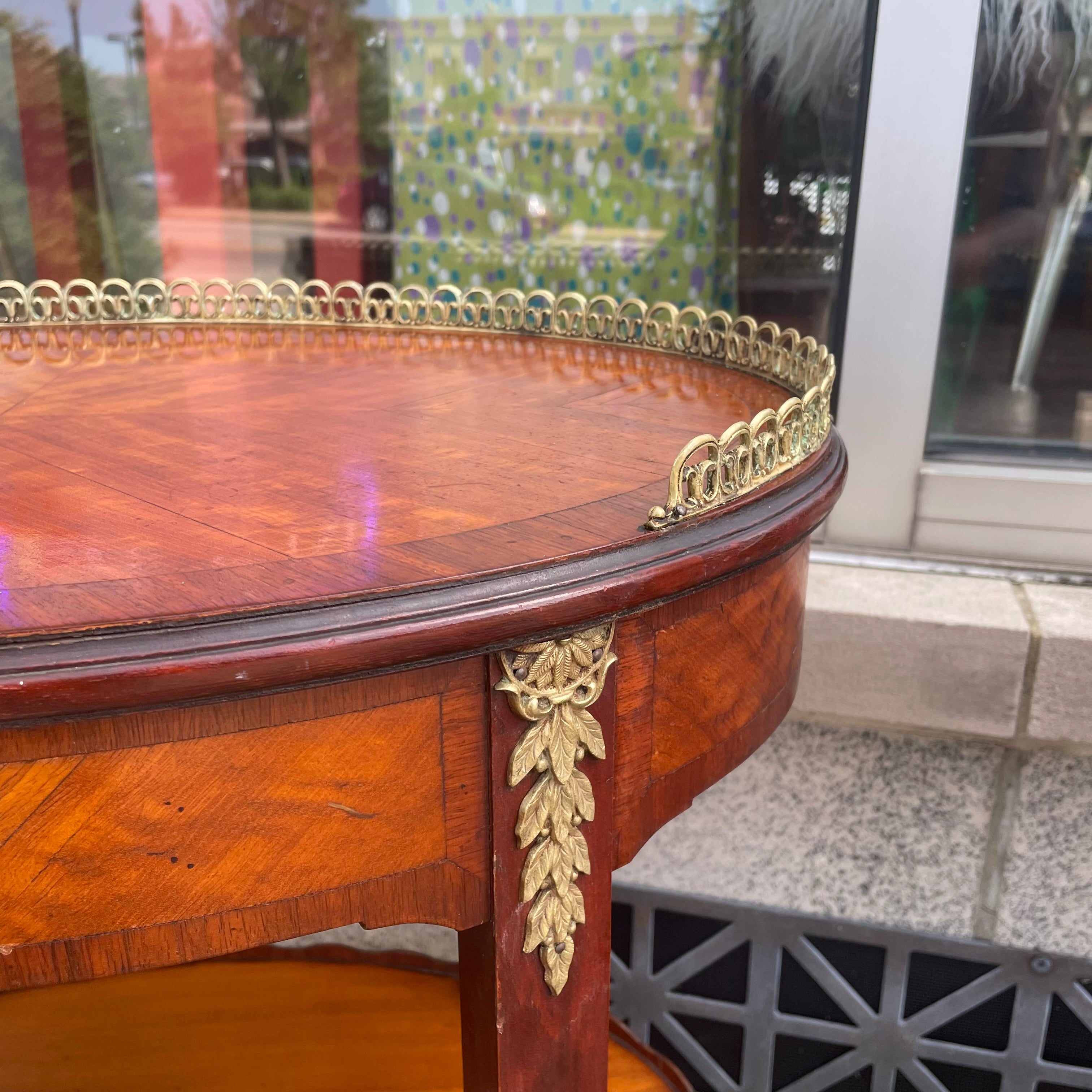 A Pair of Weiman Mahogany French Style Two Tiered End Tables 1940's