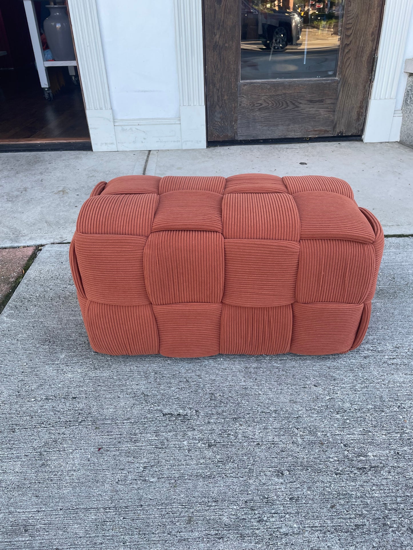 Orange Corduroy Ottoman