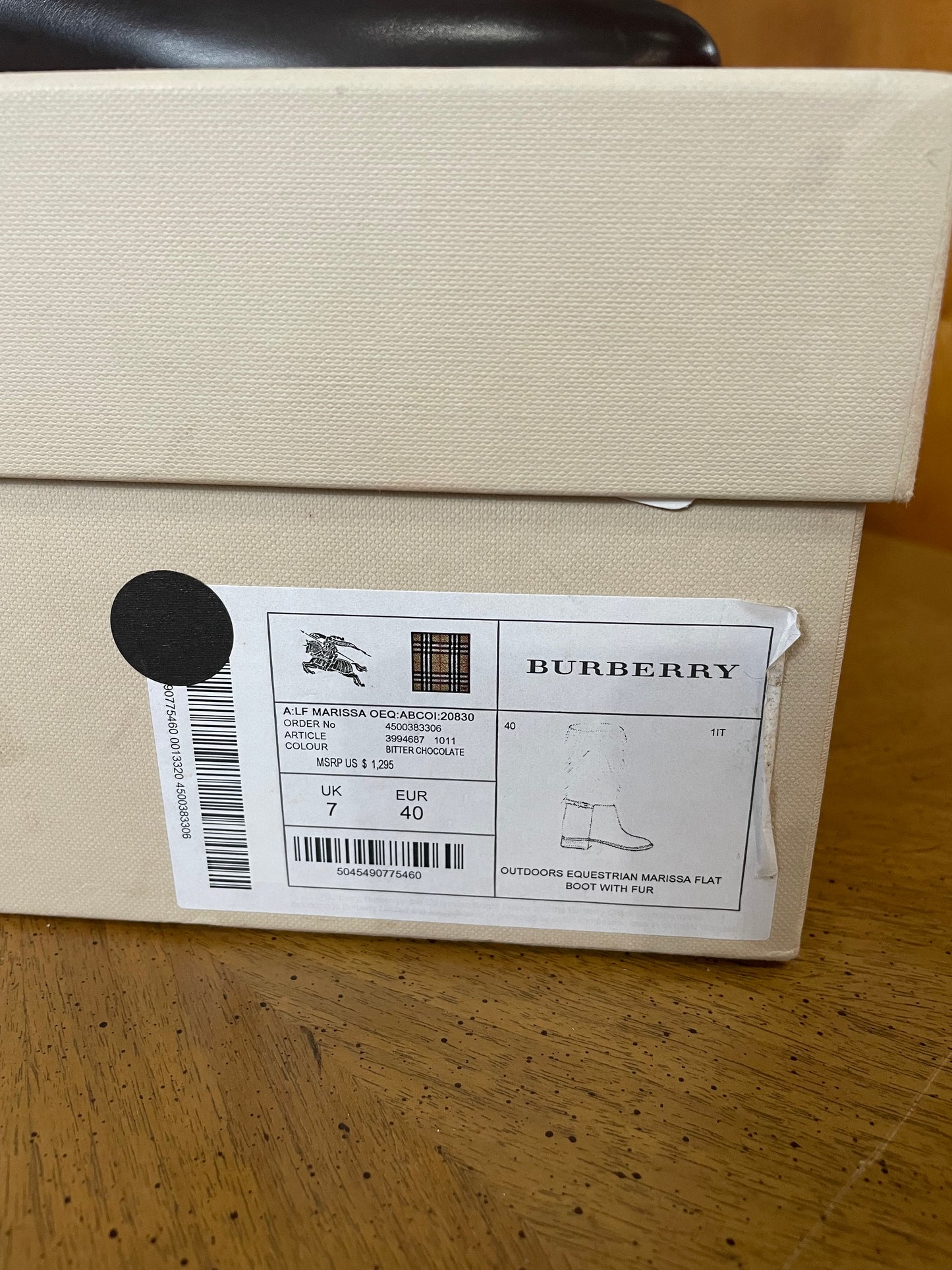 Burberry Outdoors Equestrian Marissa Flat Boot w/ Fur| Size 9.5