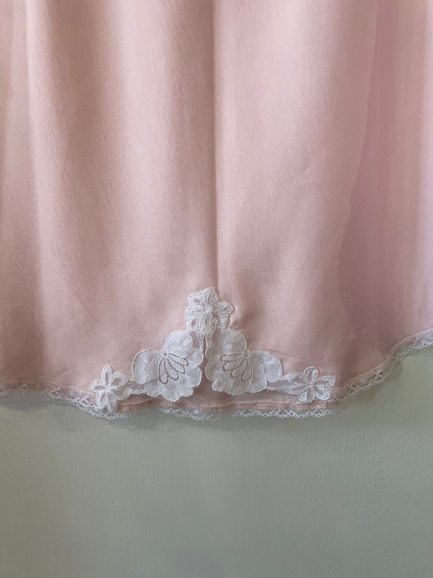 80s Baby Pink Midi Slip Skirt