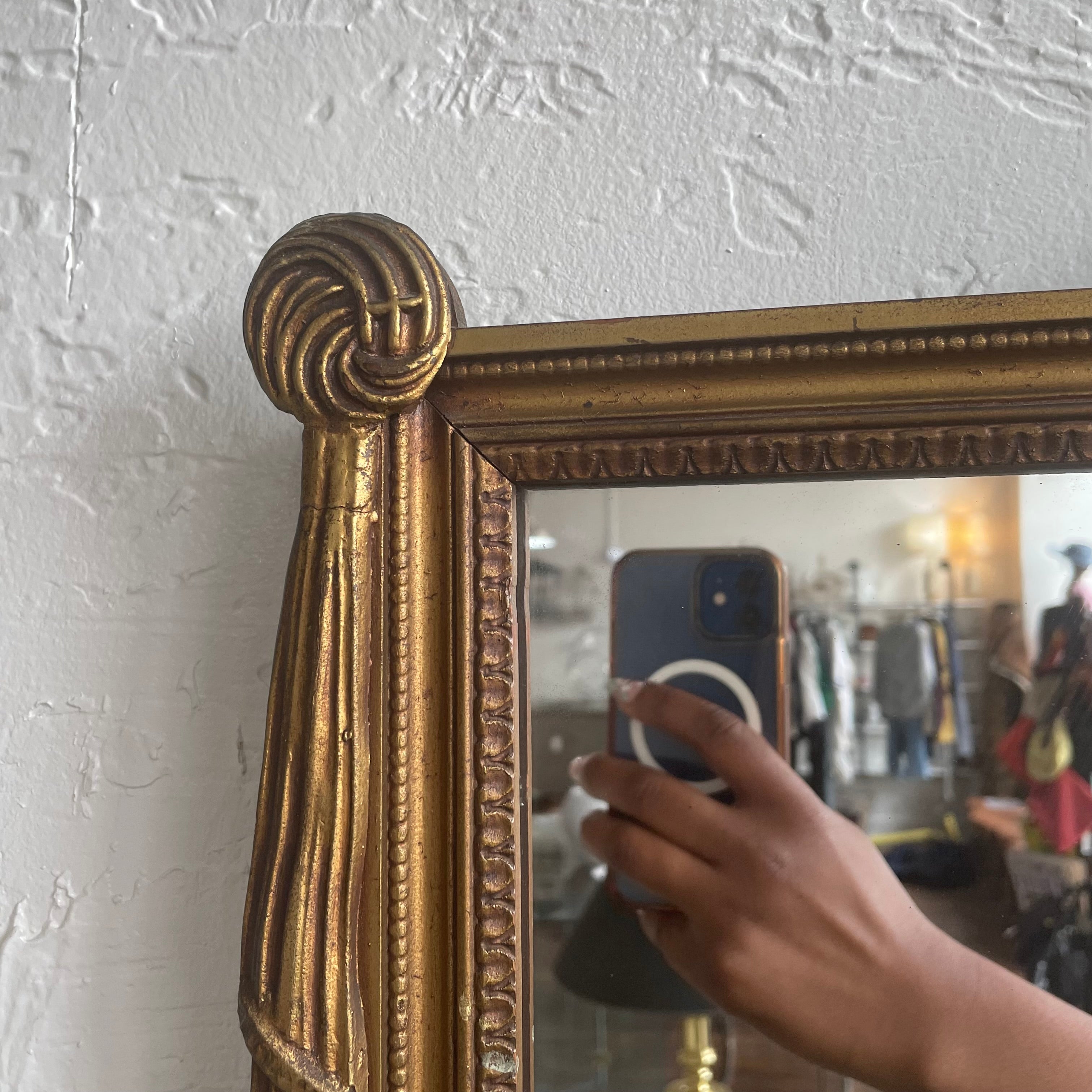 Depression Era 1930's Gold Ornate Wall Mirror 34 x 38