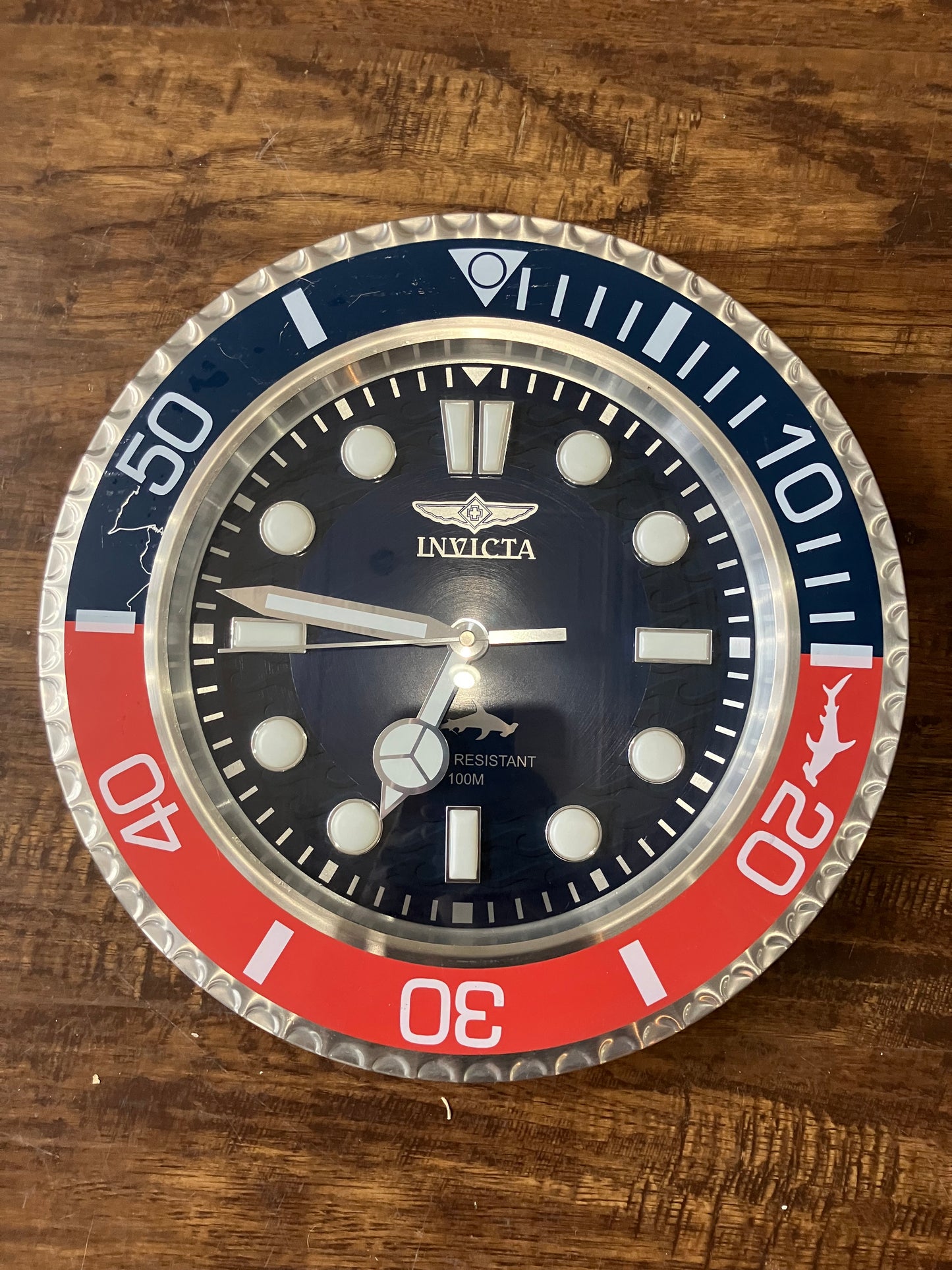 Invicta Hammerhead Shark Pro Diver 14" Blue Wall Clock