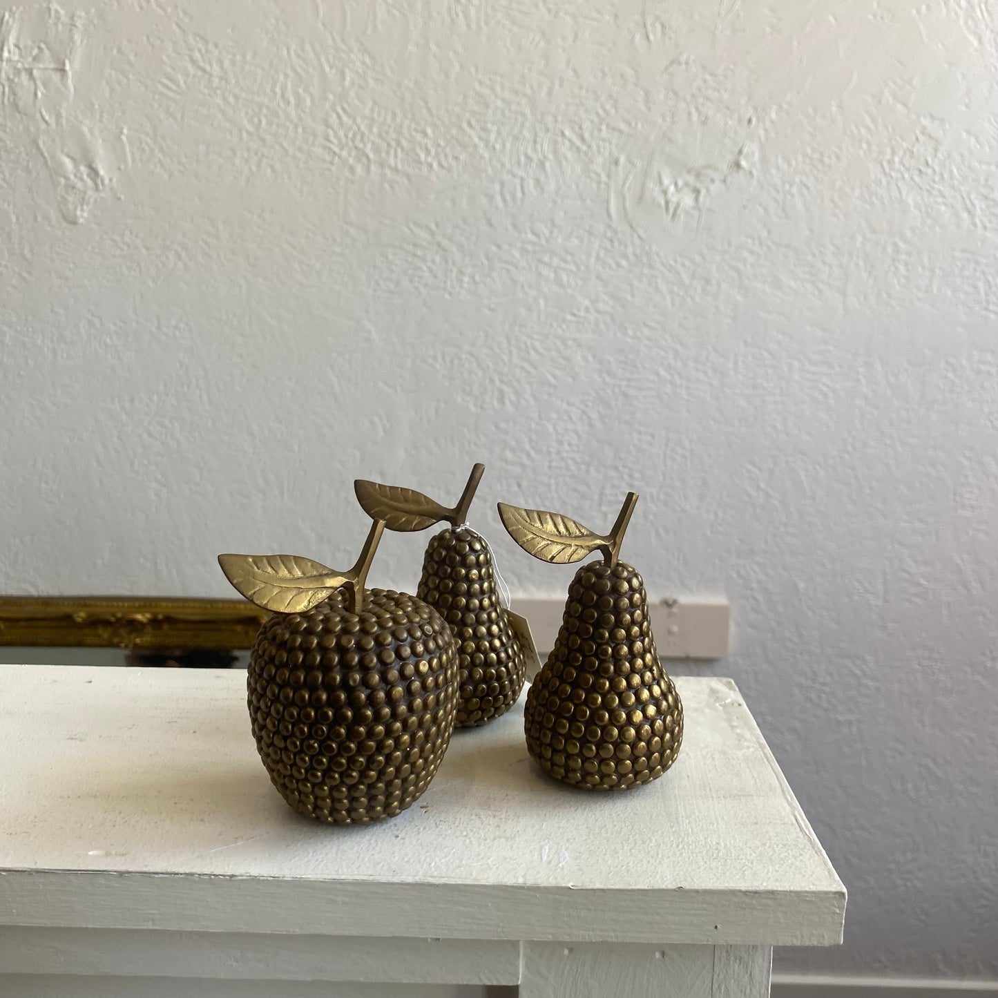Studded Brass Apple and Pear Set of 3