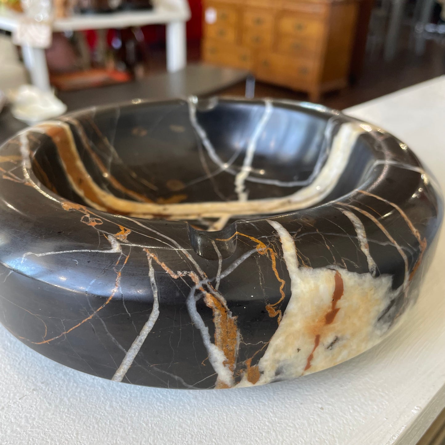 Michelangelo Black and Gold Marble 7” Ashtray/Bowl