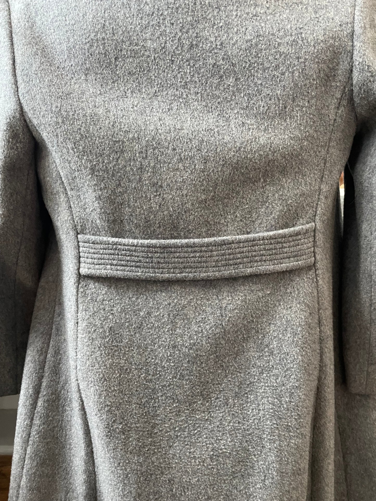 Heather Grey Wool and Fox Collar Winter Trench 1970s | Medium