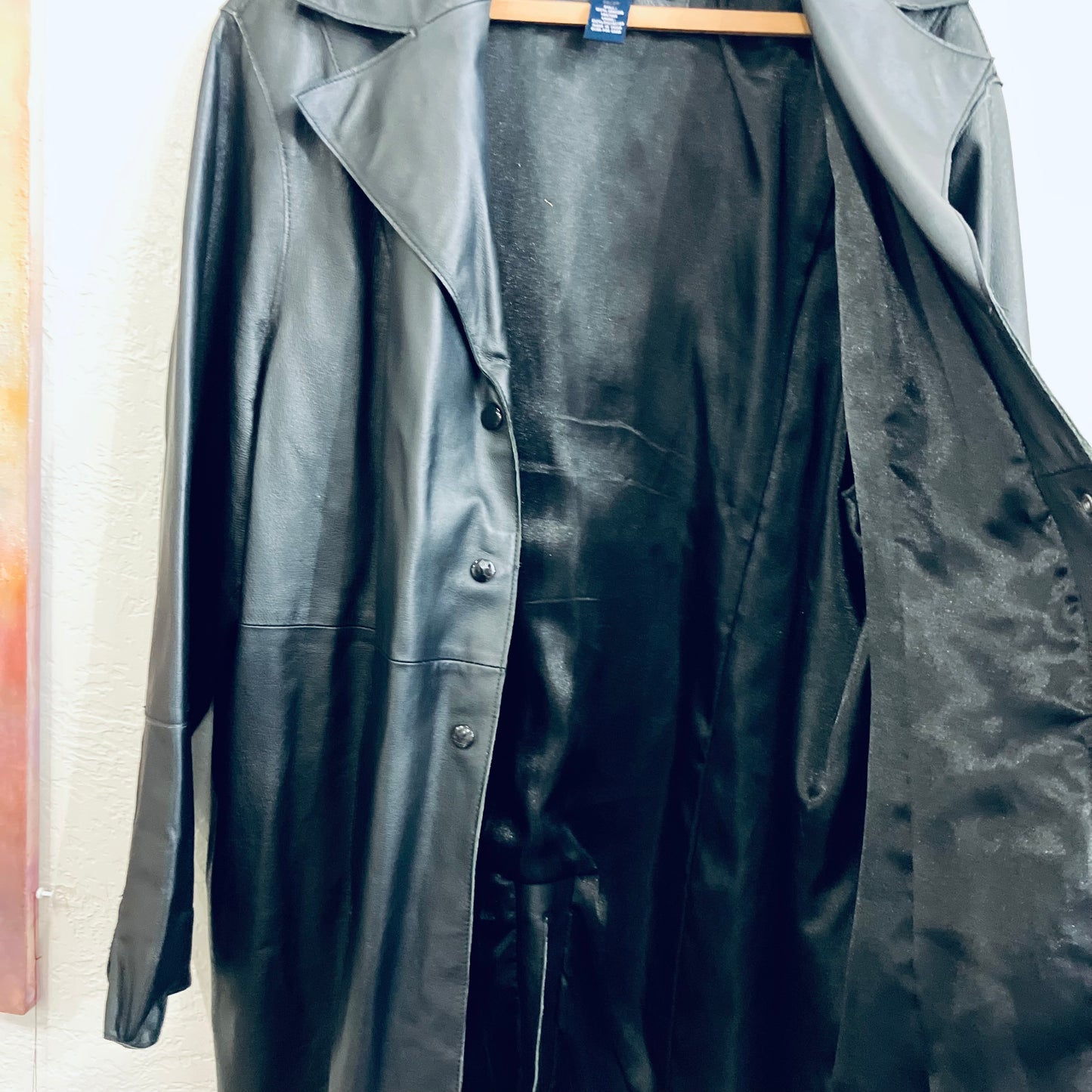 Black Leather Trench Coat | 3X