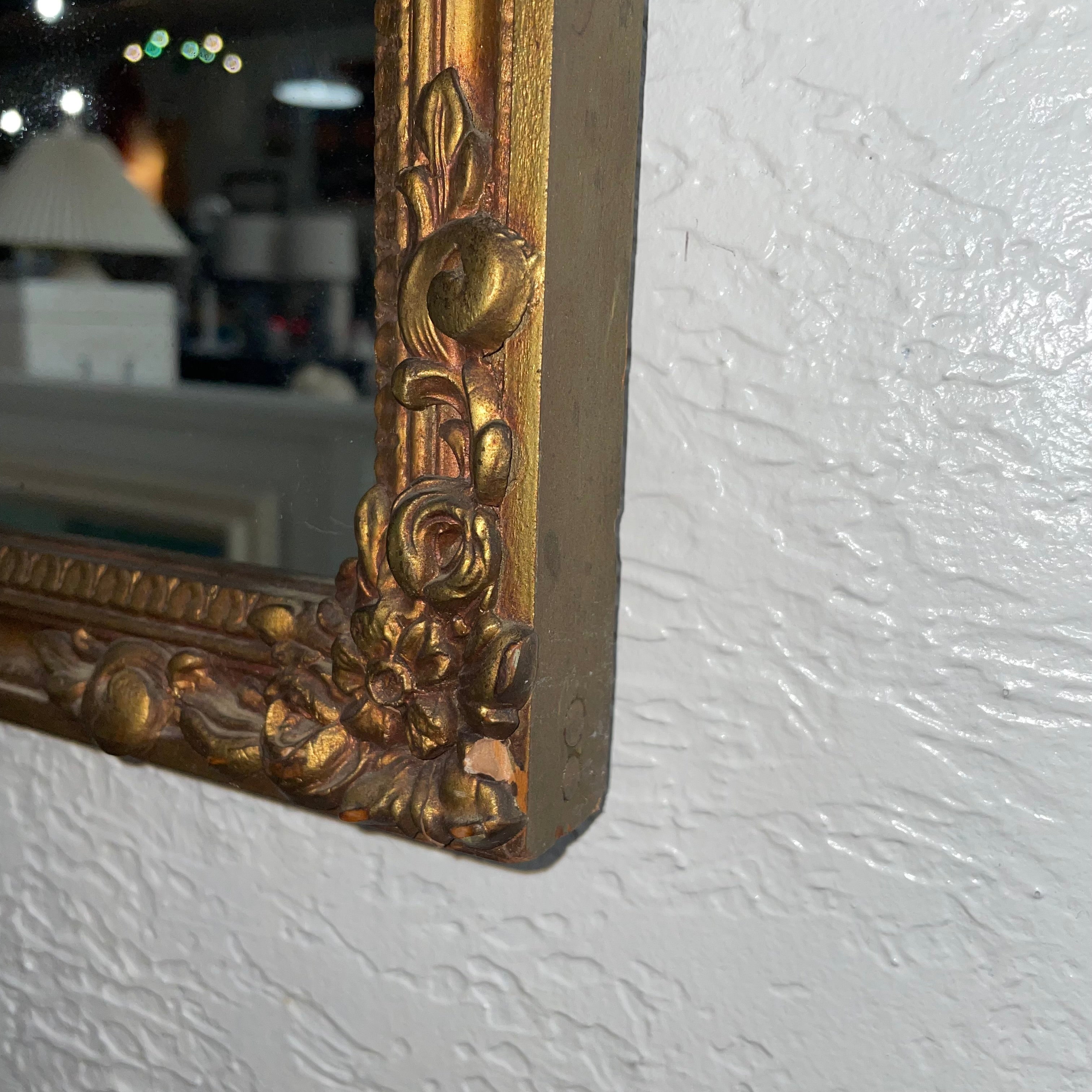 Depression Era 1930's Gold Ornate Wall Mirror 34 x 38