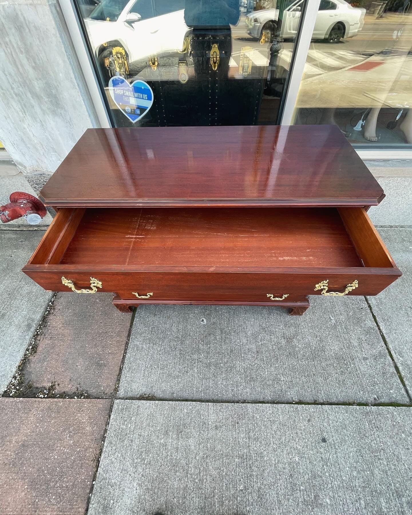 1960s Drexel Highboy Dresser with Brass Handles