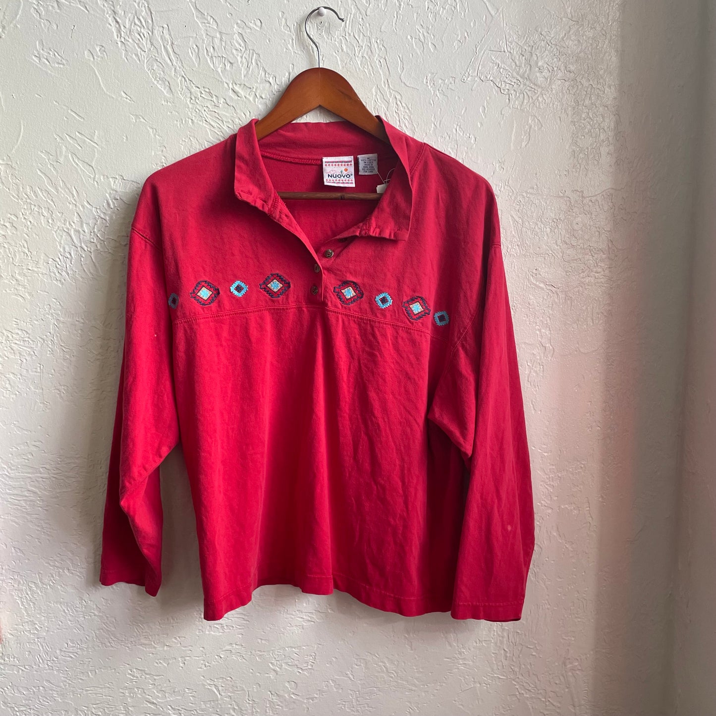 Red Vintage Button Up Sweater | Medium