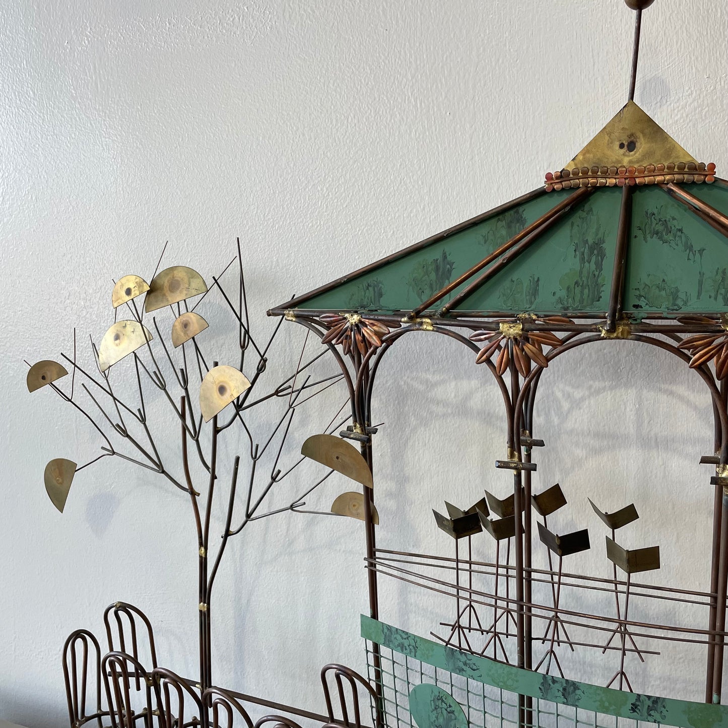 Curtis Jere Bandstand Gazebo Mid-Century Copper Wall Art Sculpture