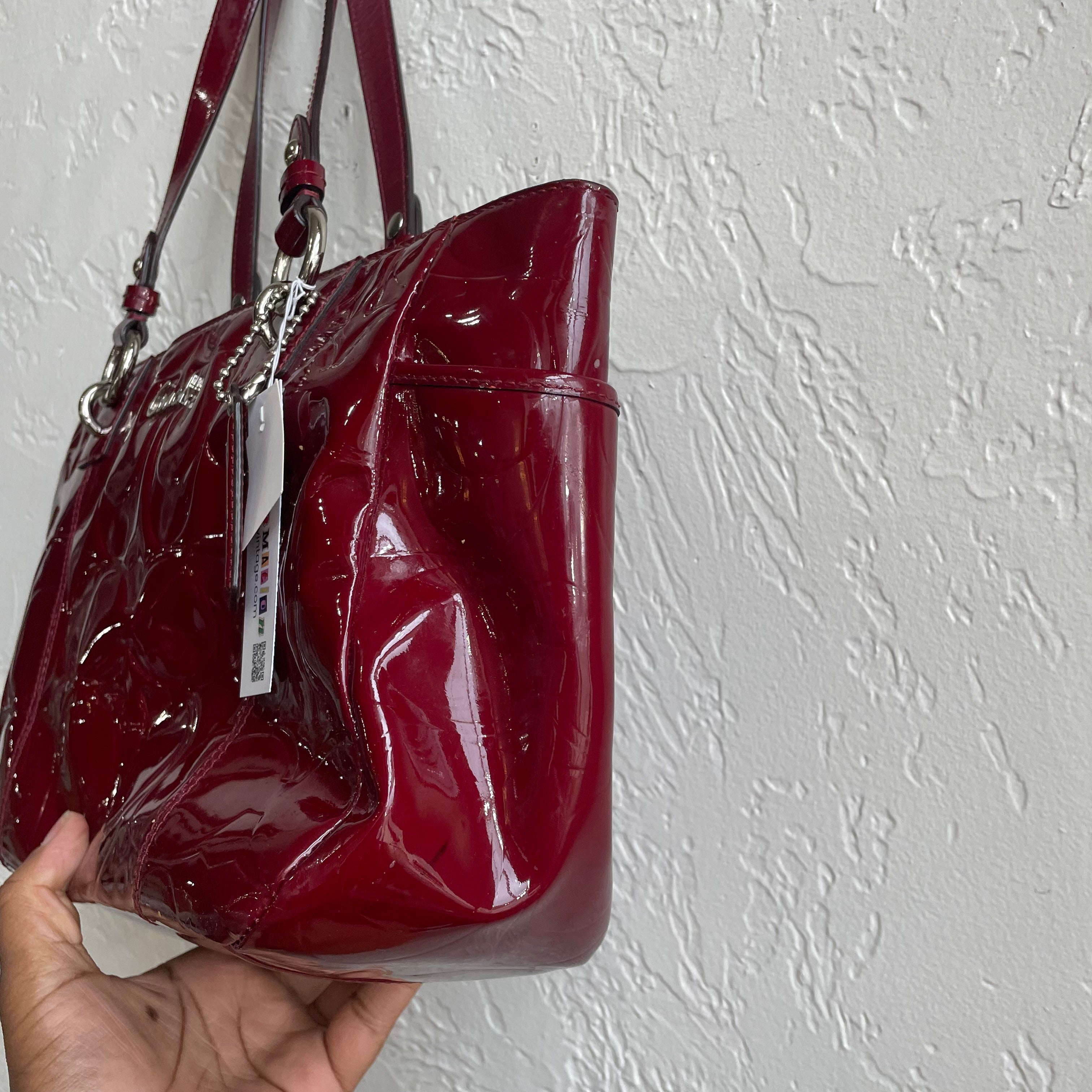 Coach 2011 Red Patent Embossed Signature Gallery Tote #17728