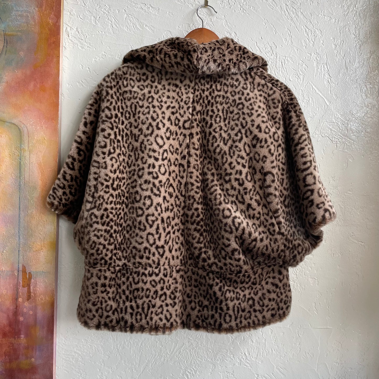 Cheetah Print Faux Fur Poncho | Medium