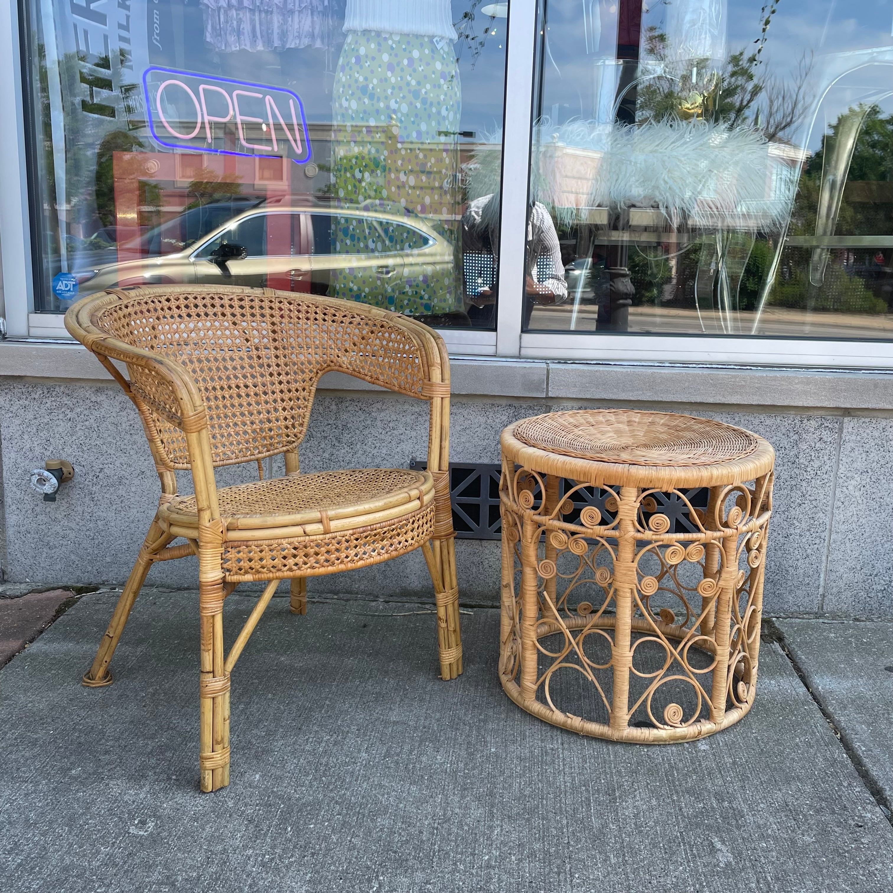 Rattan Bamboo Woven Cane Barrel Chair