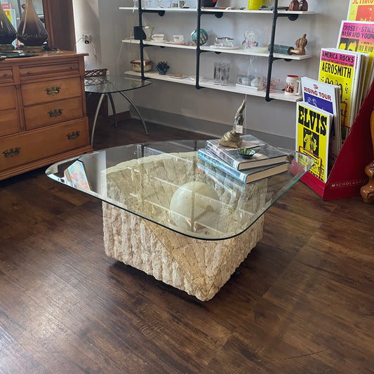 Postmodern Tessellated Stone Triangular Coffee Table