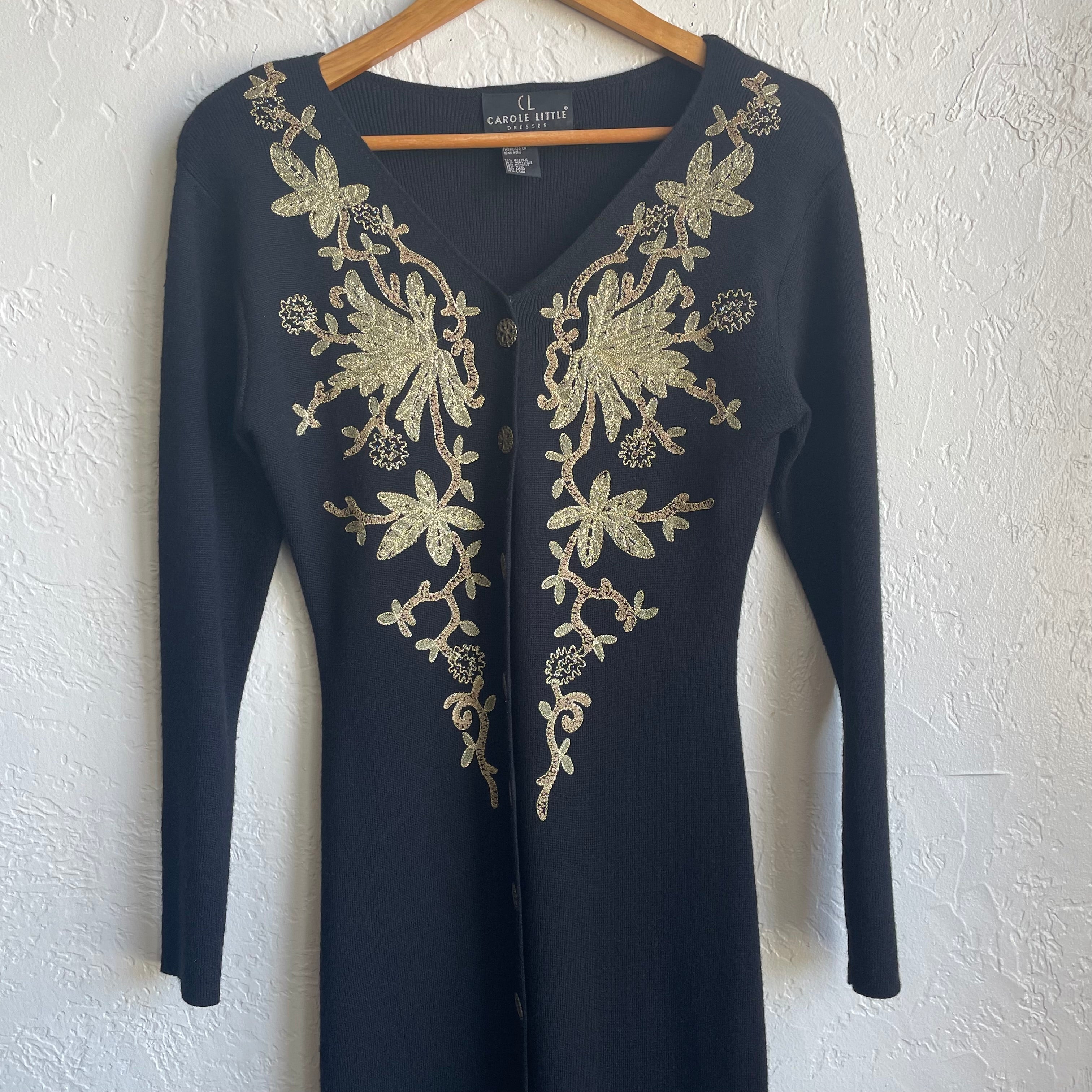 Carole Little Long Sleeve Sweater Dress | Petite Small