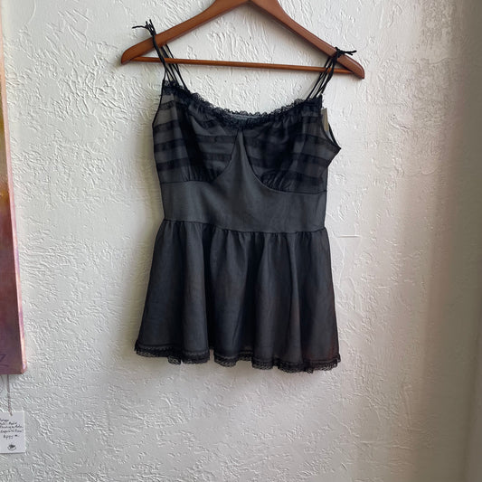 Black Striped 60's Lingerie Top | 1 size