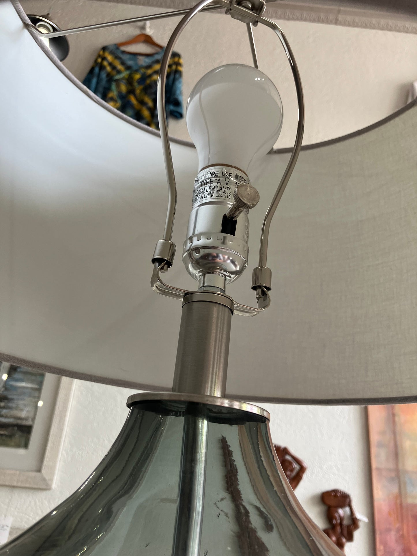 Grey & White Swirl Glass Table Lamp Set