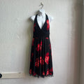 Black Red Floral Dress | Medium