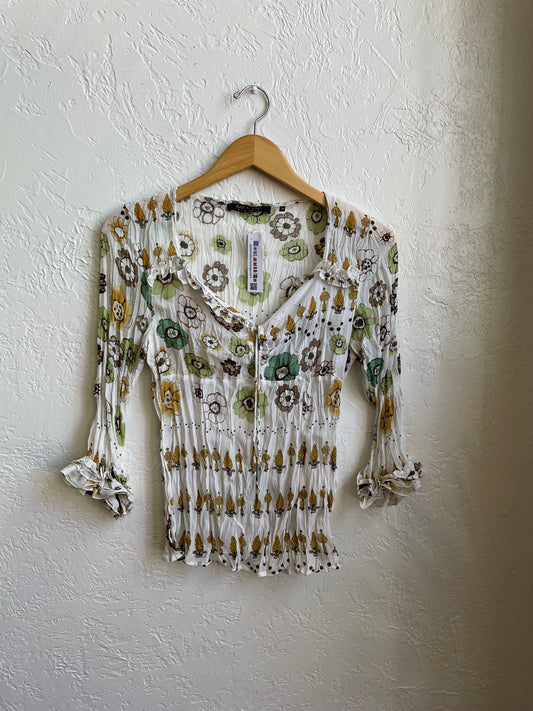 Sleeveless Green & Black Blouse | Medium