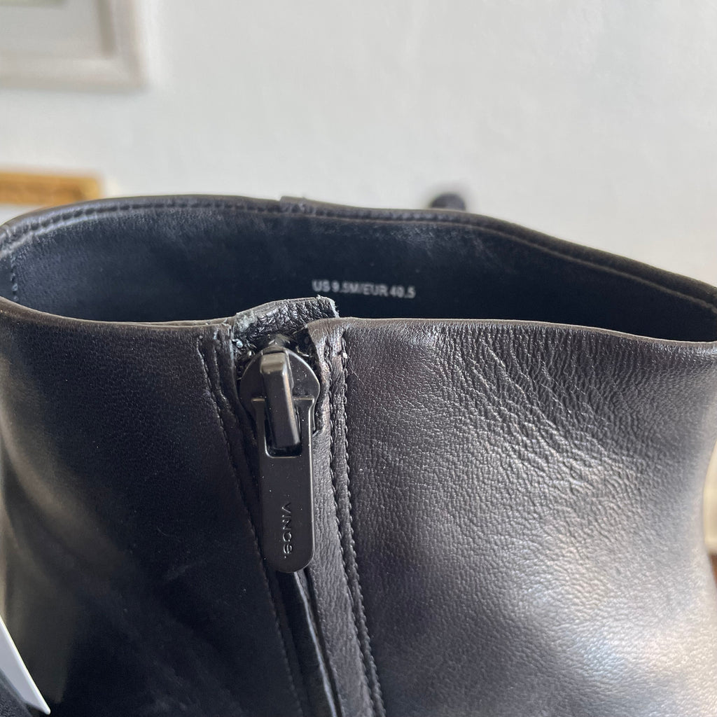Vince Black Leather Silvana Booties | Size 9.5