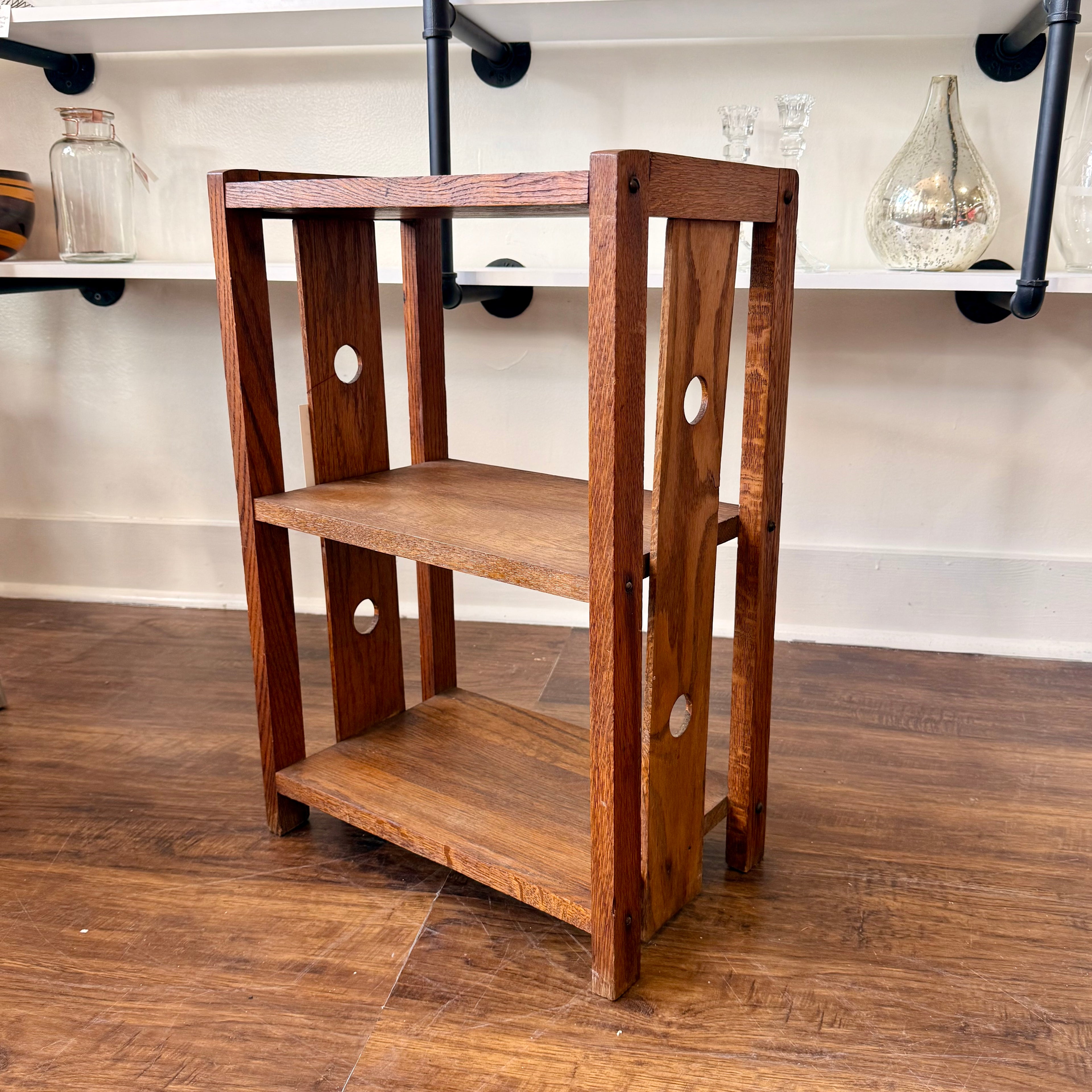 Antique Arts & Craft Mission Oak 3-Tier Small Bookcase