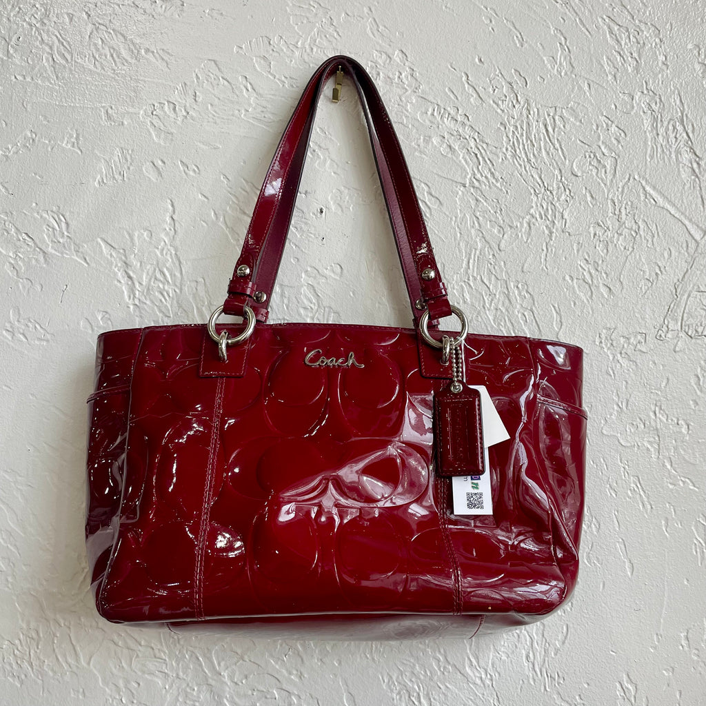 Coach 2011 Red Patent Embossed Signature Gallery Tote #17728
