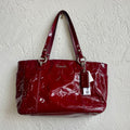 Coach 2011 Red Patent Embossed Signature Gallery Tote #17728