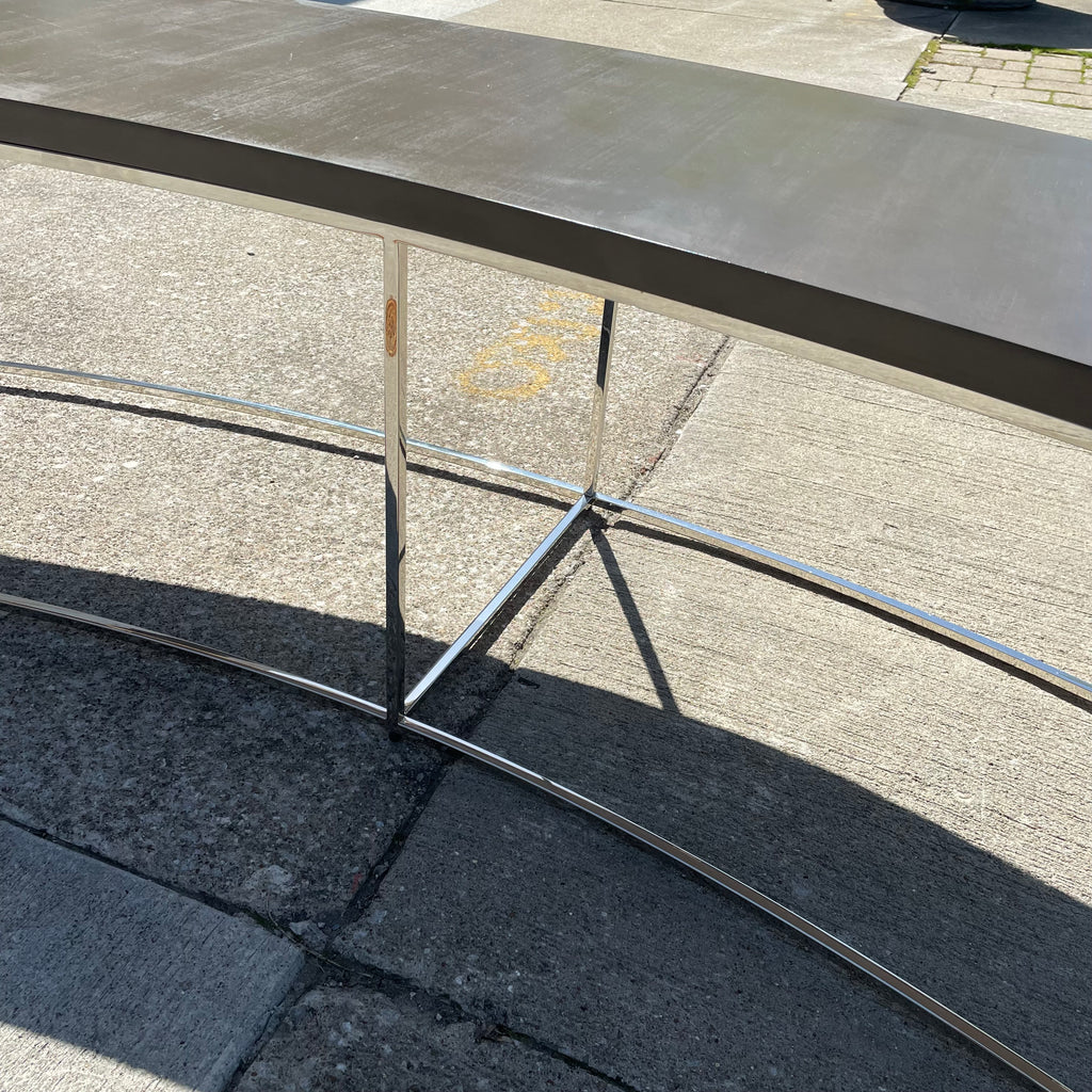 Classic Curved Sofa Table in Grey by Thayer Coggin Designed by Milo Baughman