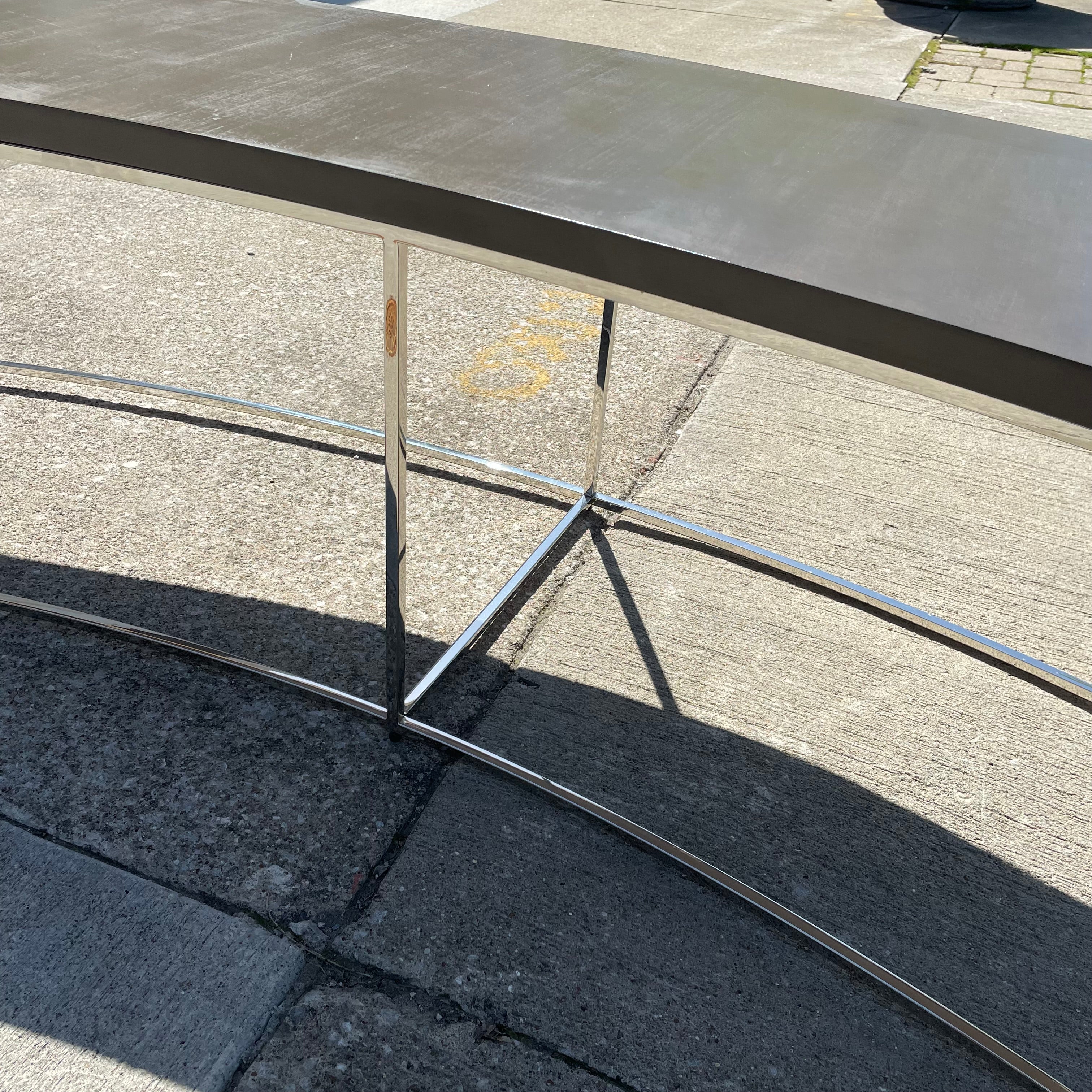 Classic Curved Sofa Table in Grey by Thayer Coggin Designed by Milo Baughman