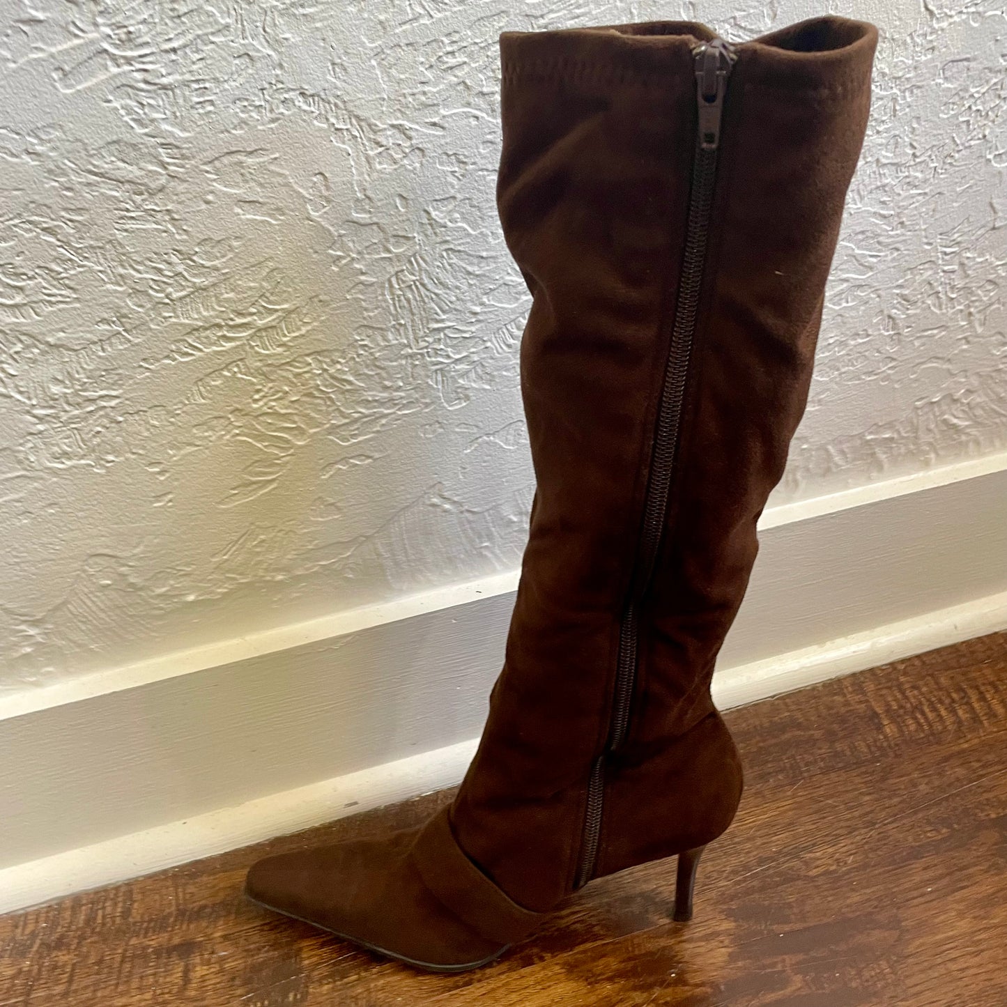 Y2K Calf Dark Chocolate Cloth Buckled Booties | Size 10