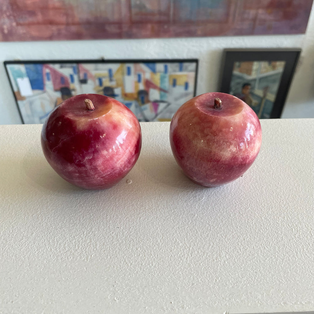 Italian Alabaster Apple, Pear and Banana Fruit Set 5 Piece
