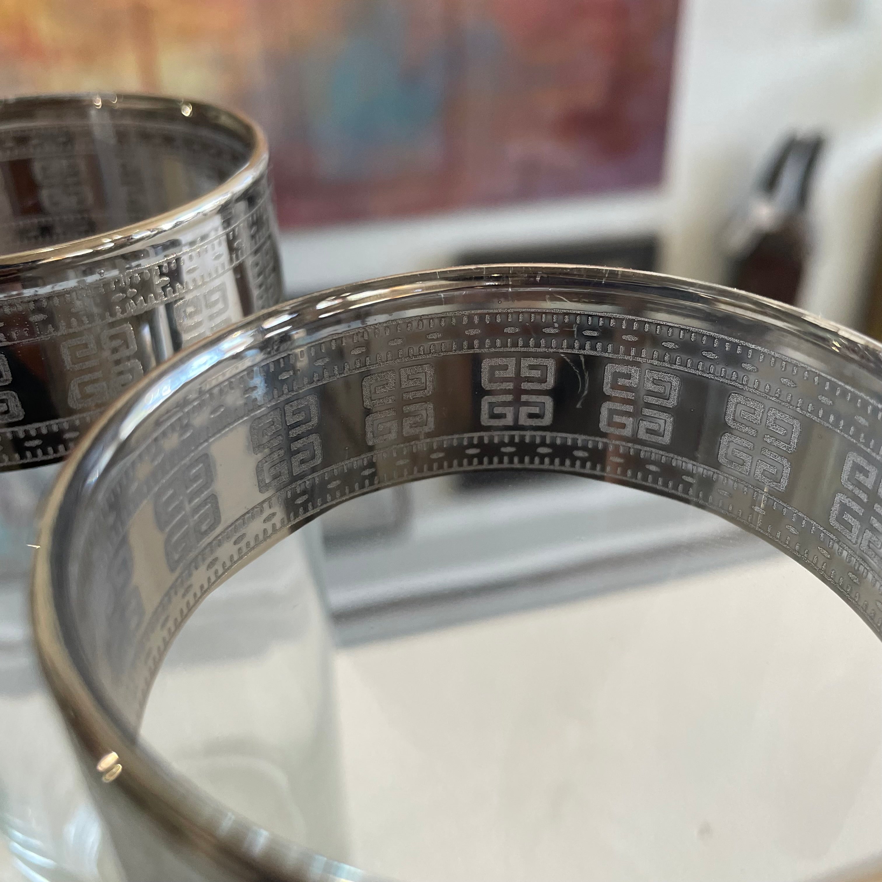Italian Highball Glasses w/ Silver Band MCM Set of 5