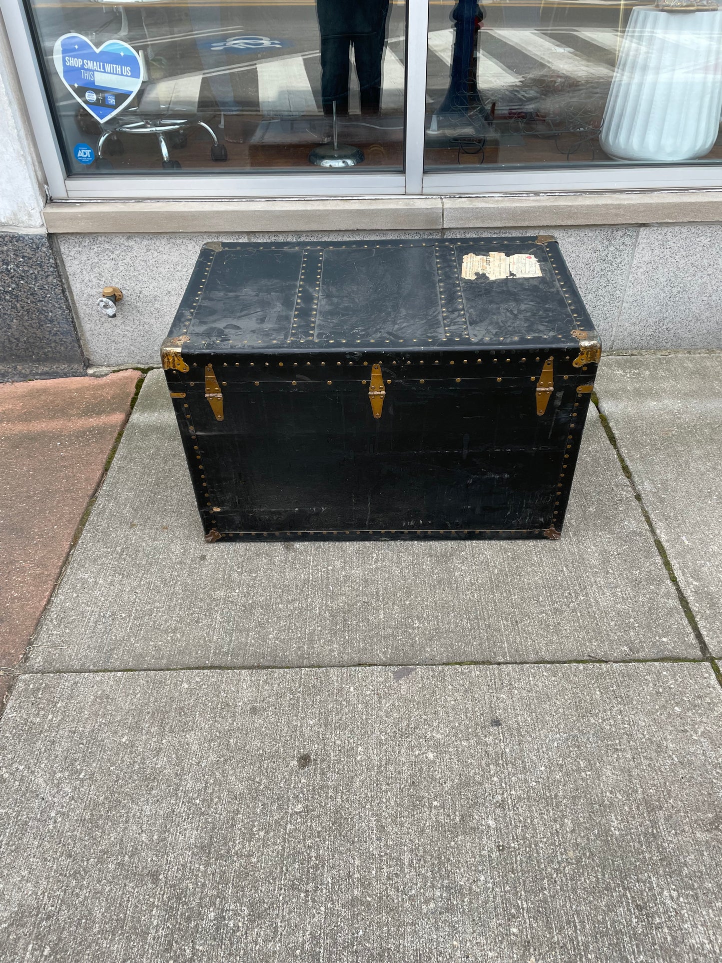 1950s Black Steamer Trunk