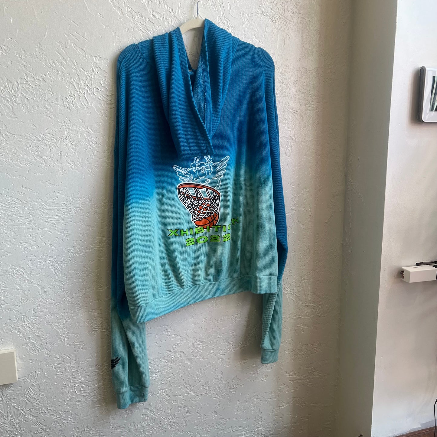 Blue Textured Double-knit Cotton Boys Lie Hoodie | XL