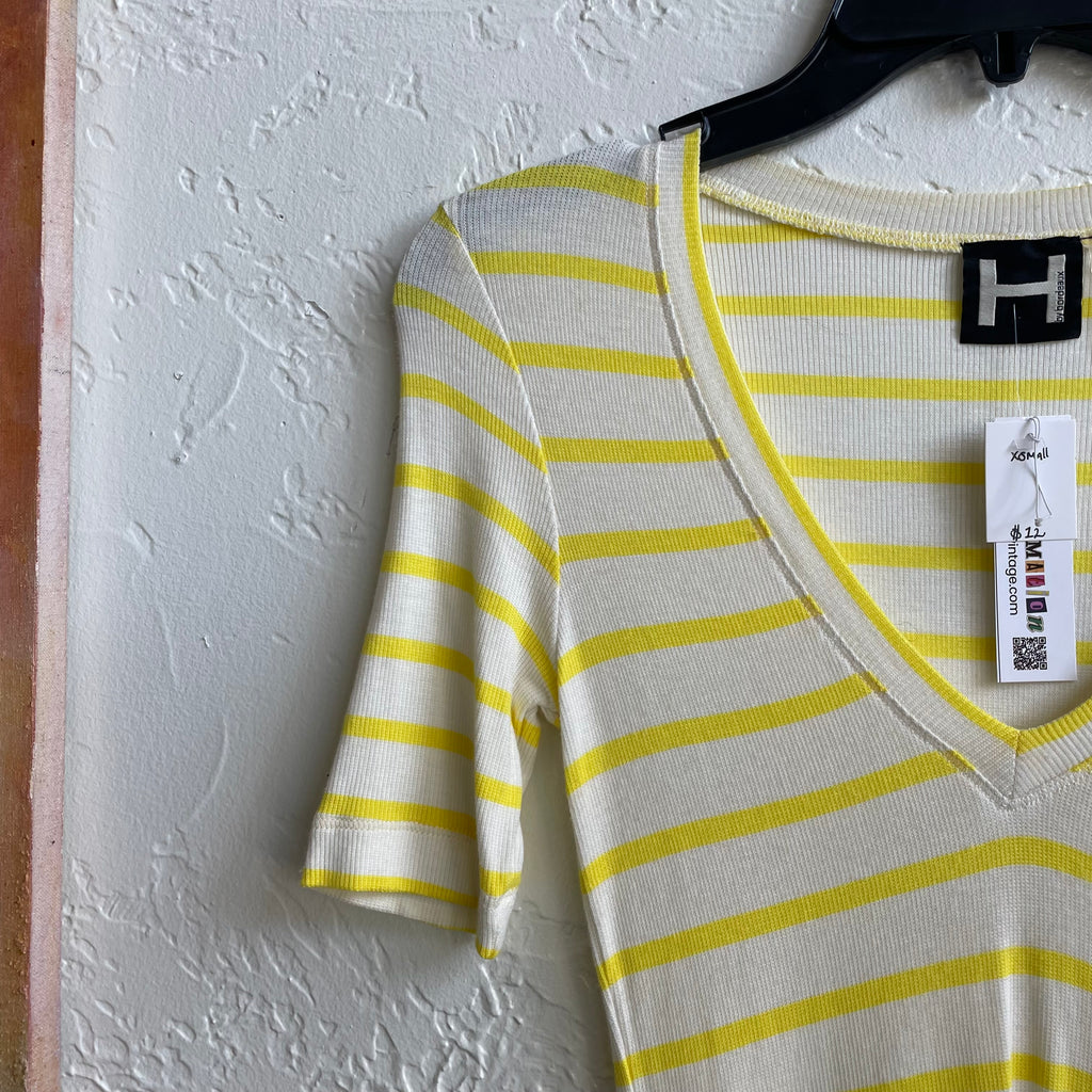 Yellow Strip Short Sleeve Top H by Bordeax | xsmall