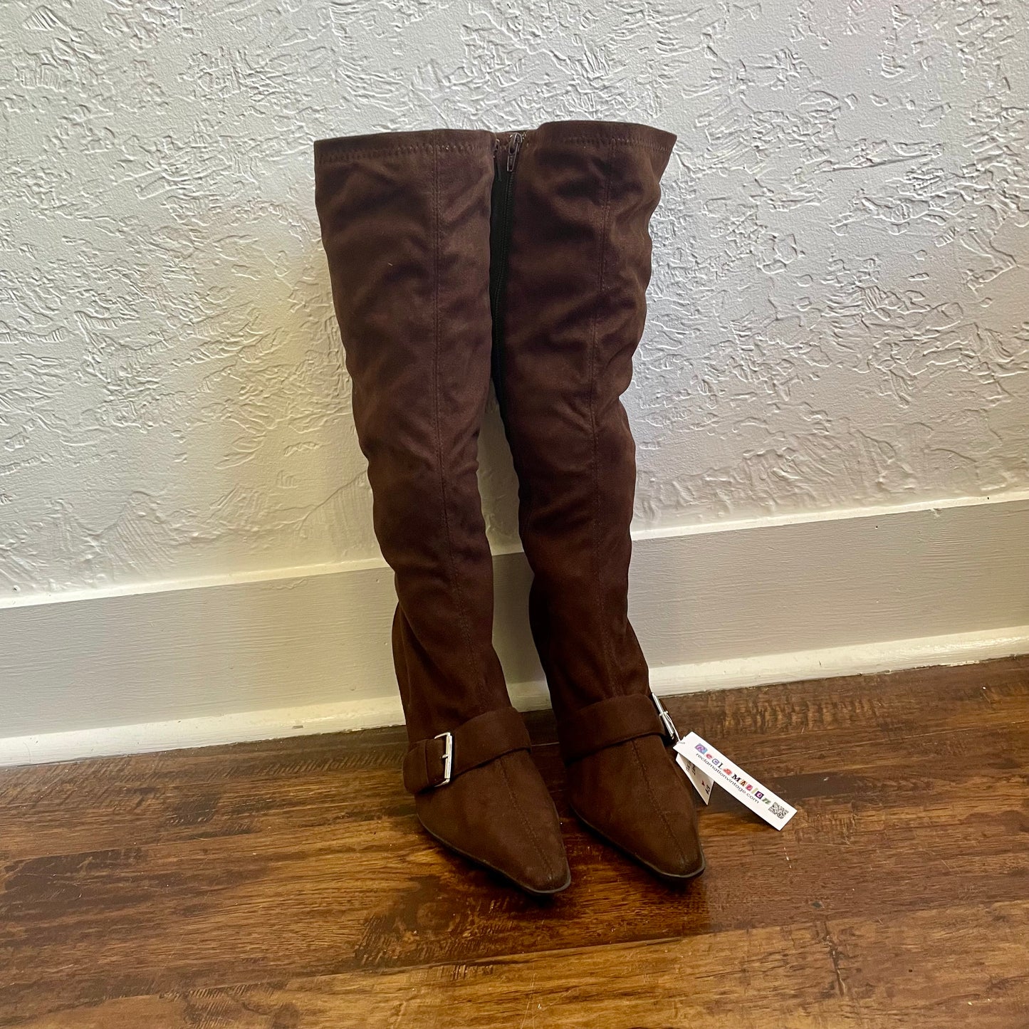 Y2K Calf Dark Chocolate Cloth Buckled Booties | Size 10