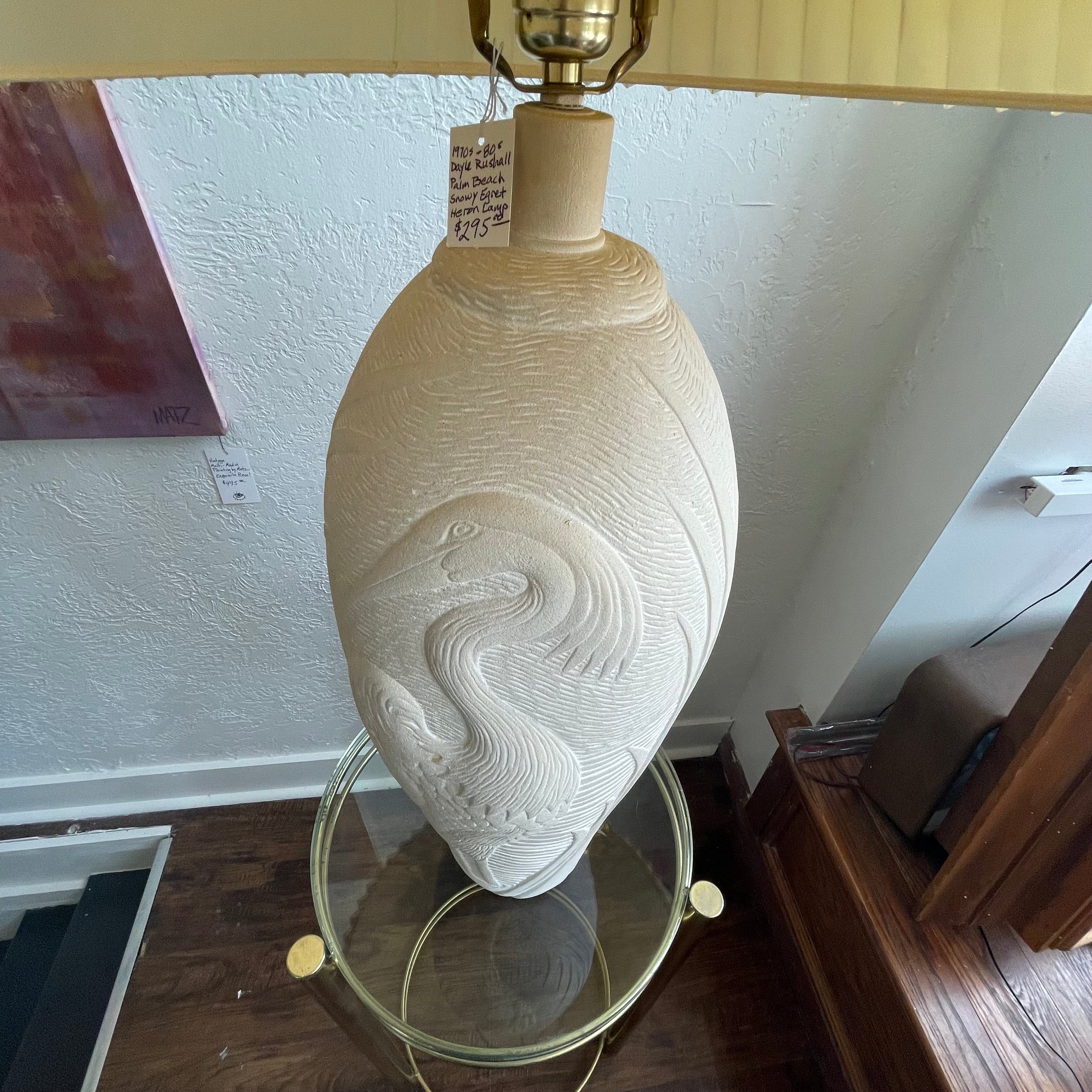 Dayle Rushall Palm Beach Snowy Egret Heron Ceramic Lamp