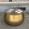 Gold Hammered Metal Coffee Table with Storage