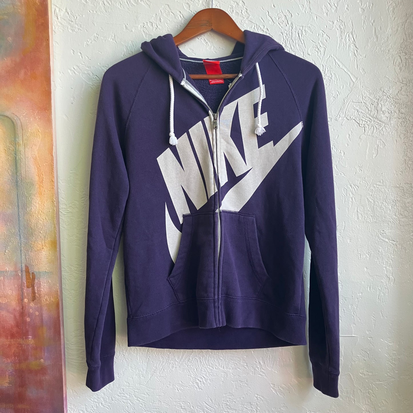 90s Nike Hoodie Red Tag Full Zip Purple Swoosh Classic Vintage Streetwear Medium